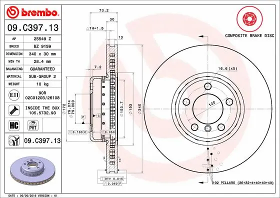 09.C397.13 BREMBO Тормозной диск (фото 1)