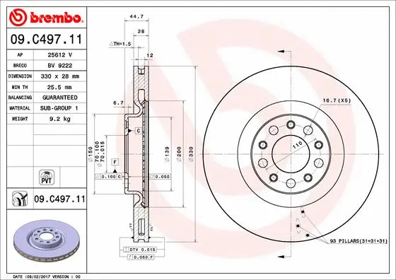 09.C497.11 BREMBO Тормозной диск (фото 1)