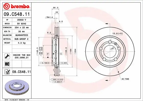09.C548.11 BREMBO Тормозной диск (фото 1)