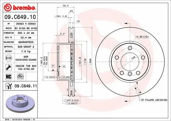 09.C649.11 BREMBO Тормозной диск (фото 1)