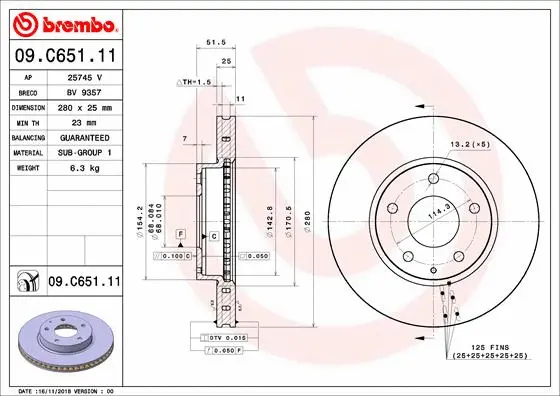 09.C651.11 BREMBO Тормозной диск (фото 1)