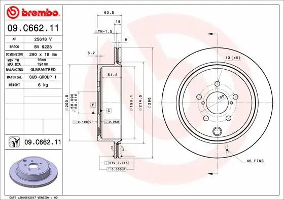 09.C662.11 BREMBO Тормозной диск (фото 1)
