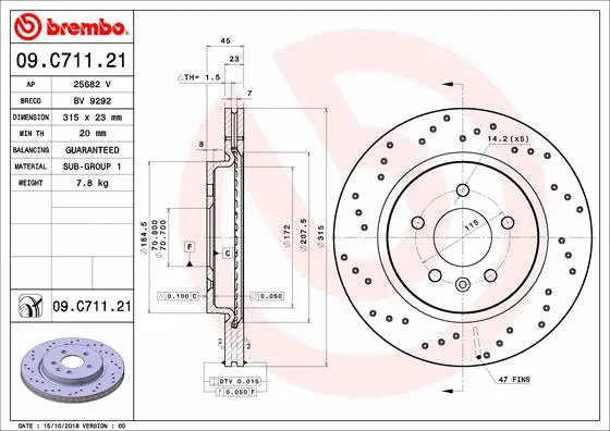 09.C711.21 BREMBO Тормозной диск (фото 1)