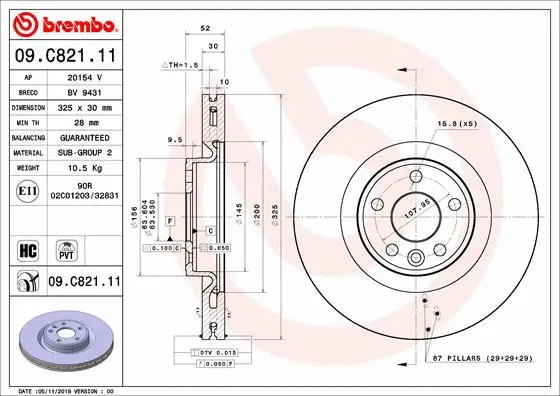 09.C821.11 BREMBO Тормозной диск (фото 1)