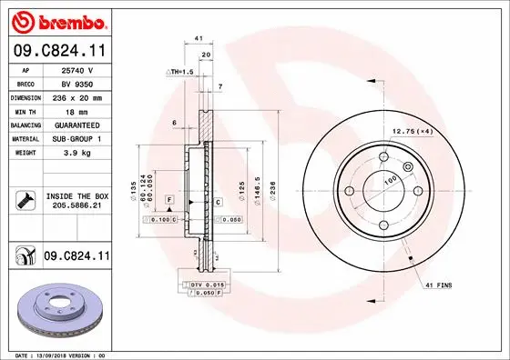 09.C824.11 BREMBO Тормозной диск (фото 1)