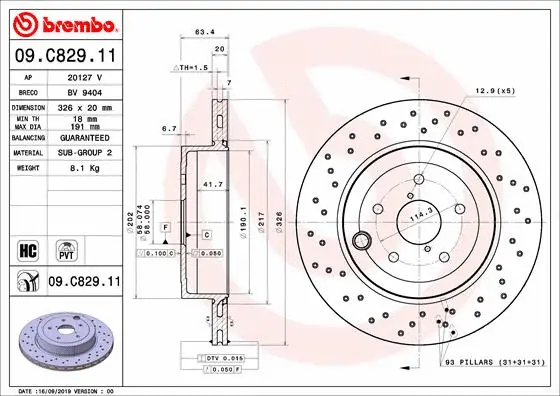 09.C829.11 BREMBO Тормозной диск (фото 1)