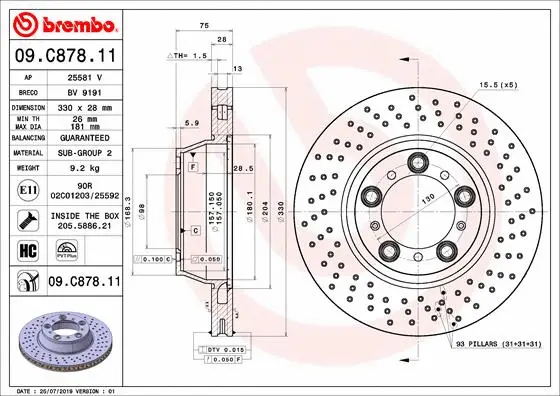 09.C878.11 BREMBO Тормозной диск (фото 1)