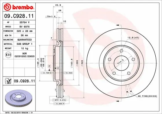 09.C928.11 BREMBO Тормозной диск (фото 1)