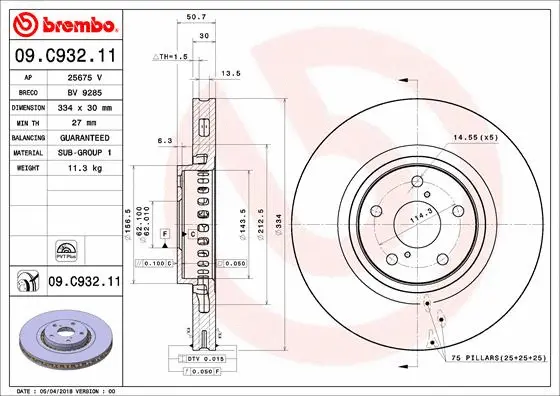 09.C932.11 BREMBO Тормозной диск (фото 1)