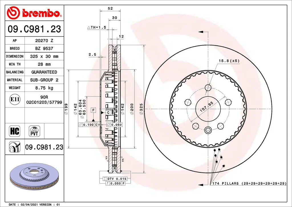 09.C981.23 BREMBO Тормозной диск (фото 1)