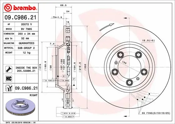 09.C986.21 BREMBO Тормозной диск (фото 1)