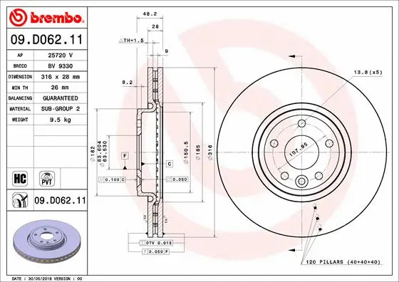 09.D062.11 BREMBO Тормозной диск (фото 1)