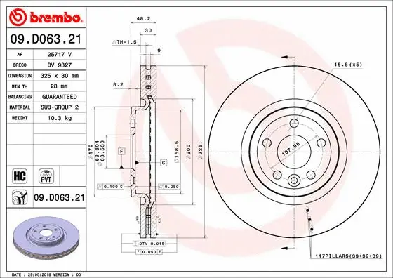 09.D063.21 BREMBO Тормозной диск (фото 1)