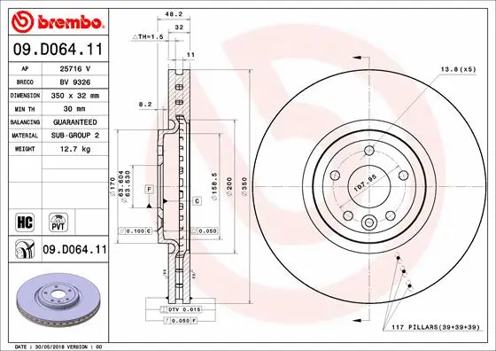 09.D064.11 BREMBO Тормозной диск (фото 1)