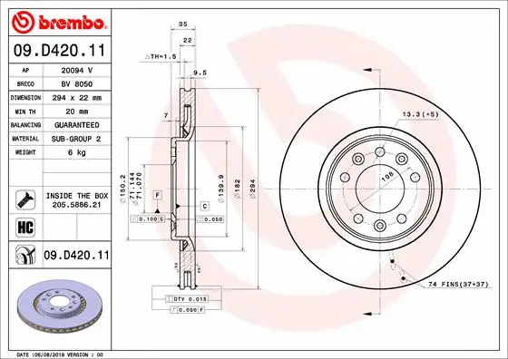 09.D420.11 BREMBO Тормозной диск (фото 1)