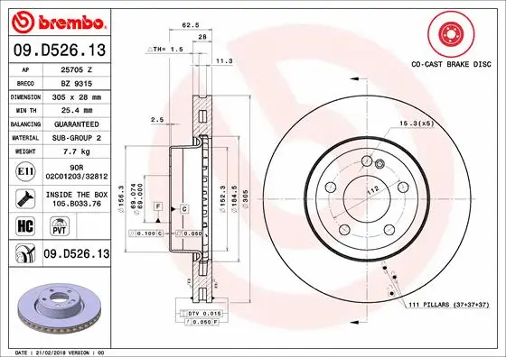 09.D526.13 BREMBO Тормозной диск (фото 1)