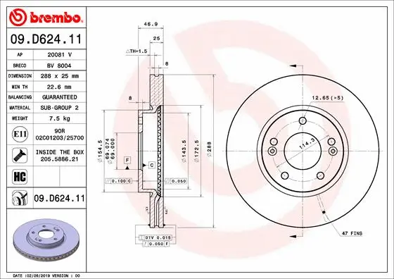 09.D624.11 BREMBO Тормозной диск (фото 1)