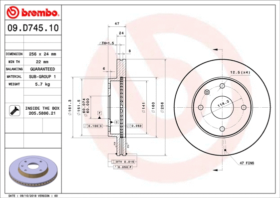 09.D745.10 BREMBO Тормозной диск (фото 1)