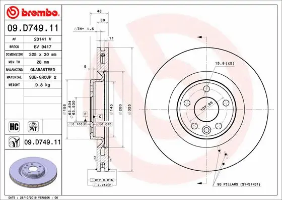 09.D749.11 BREMBO Тормозной диск (фото 1)