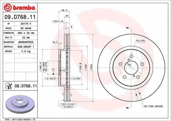 09.D768.11 BREMBO Тормозной диск (фото 1)