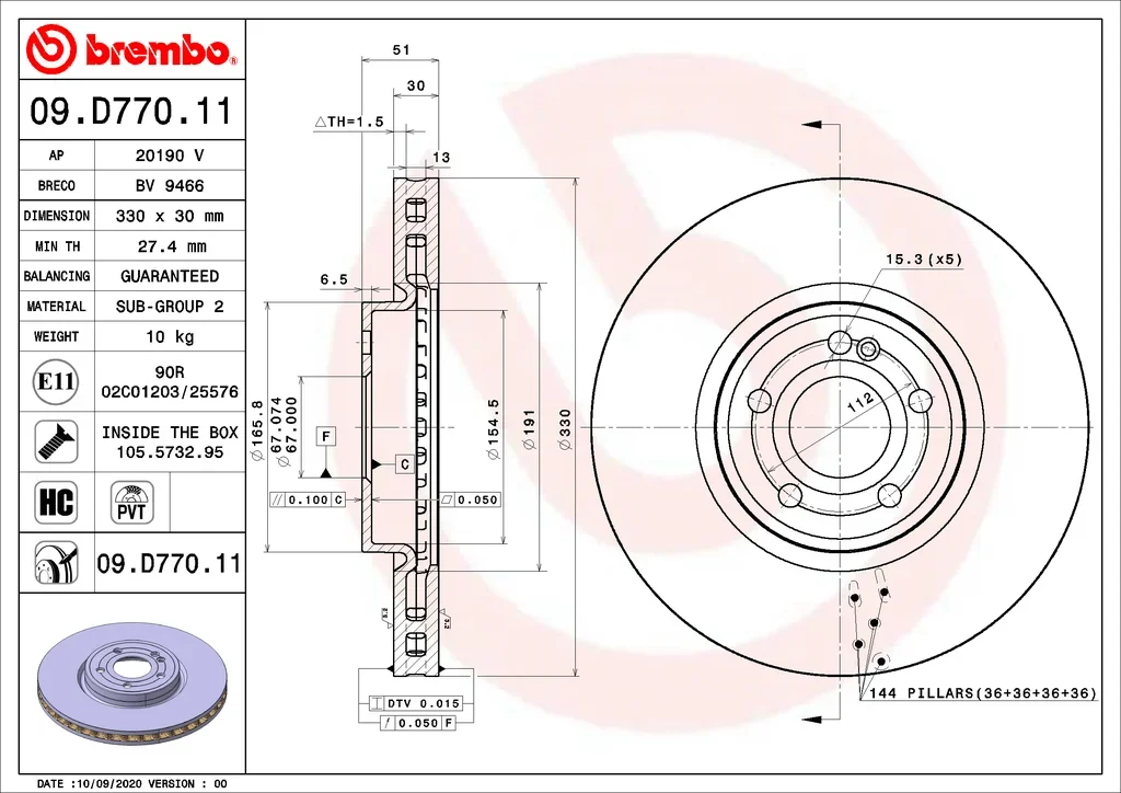 09.D770.11 BREMBO Тормозной диск (фото 1)