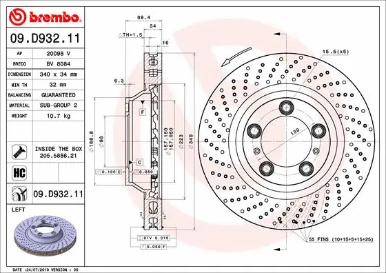 09.D932.11 BREMBO Тормозной диск (фото 1)