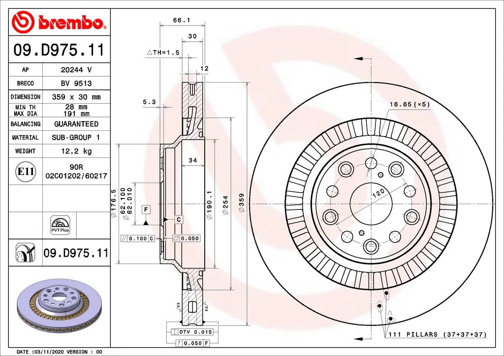09.D975.11 BREMBO Тормозной диск (фото 1)