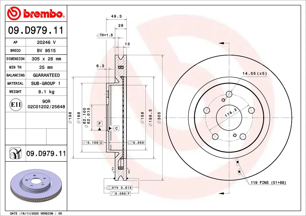 09.D979.11 BREMBO Тормозной диск (фото 1)