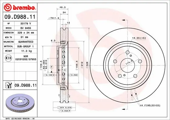 09.D988.11 BREMBO Тормозной диск (фото 1)