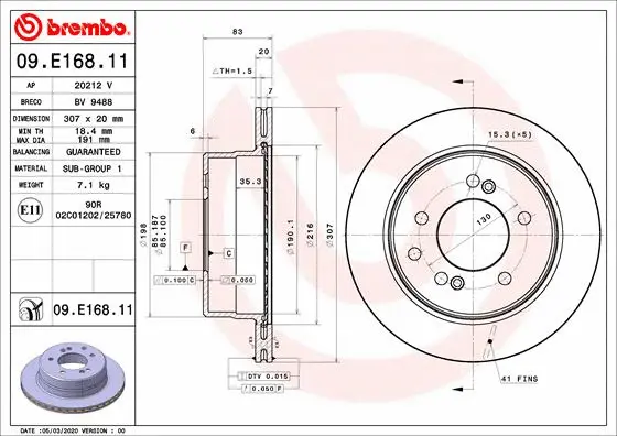 09.E168.11 BREMBO Тормозной диск (фото 1)