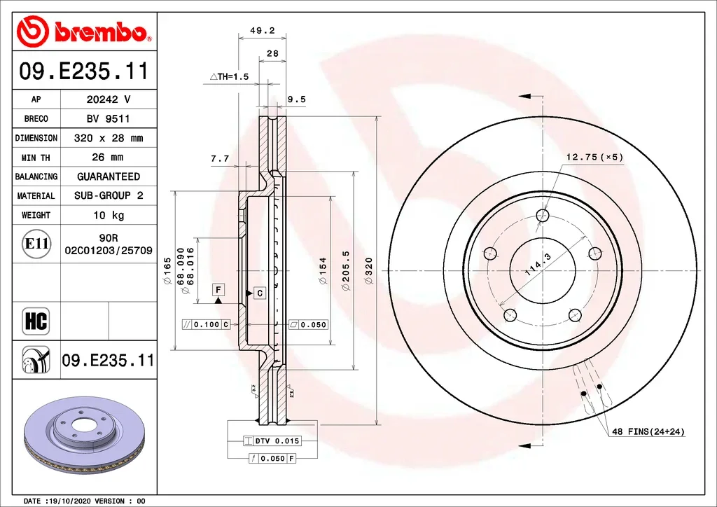 09.E235.11 BREMBO Тормозной диск (фото 1)