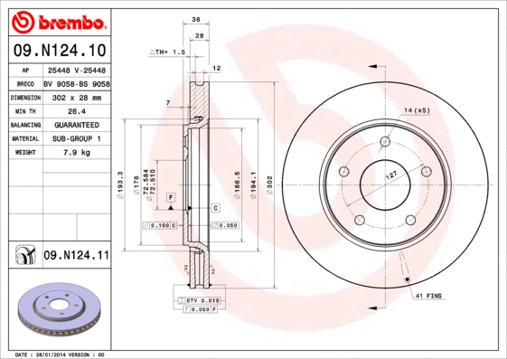 09.N124.11 BREMBO Тормозной диск (фото 1)