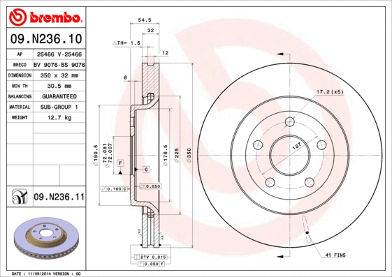 09.N236.11 BREMBO Тормозной диск (фото 1)