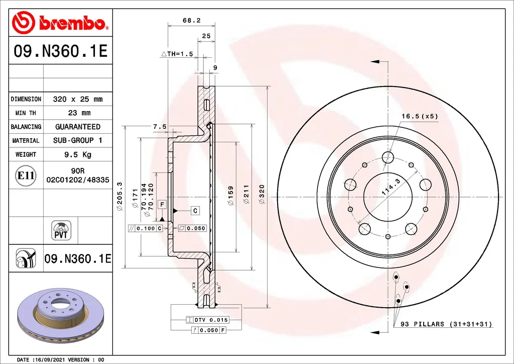 09.N360.1E BREMBO Тормозной диск (фото 1)