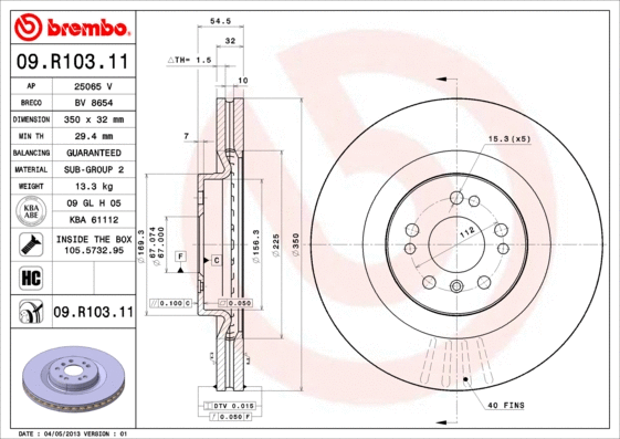 09.R103.11 BREMBO Тормозной диск (фото 1)