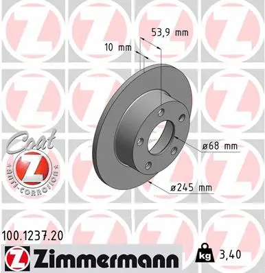100.1237.20 ZIMMERMANN Тормозной диск (фото 1)