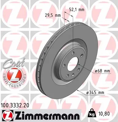 100.3332.20 ZIMMERMANN Тормозной диск (фото 1)