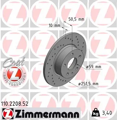 110.2208.52 ZIMMERMANN Тормозной диск (фото 1)