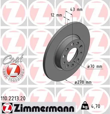110.2213.20 ZIMMERMANN Тормозной диск (фото 1)