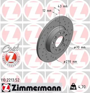 110.2213.52 ZIMMERMANN Тормозной диск (фото 1)