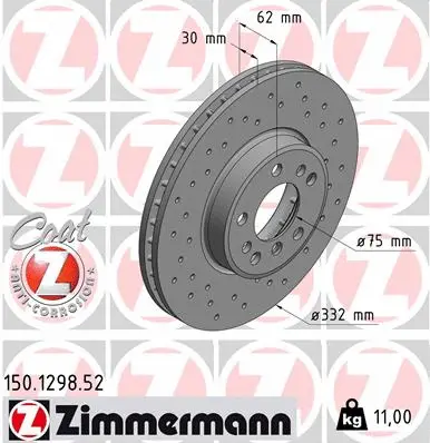 150.1298.52 ZIMMERMANN Тормозной диск (фото 1)