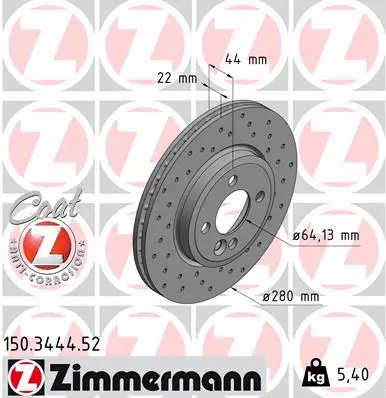 150.3444.52 ZIMMERMANN Тормозной диск (фото 1)