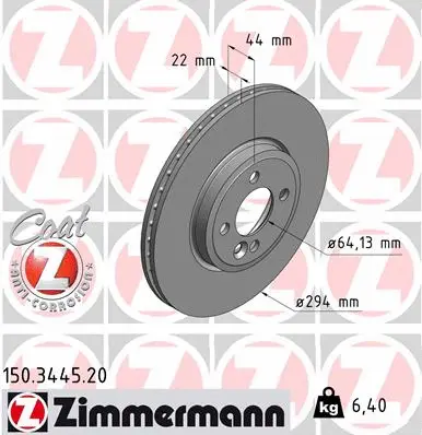 150.3445.20 ZIMMERMANN Тормозной диск (фото 1)