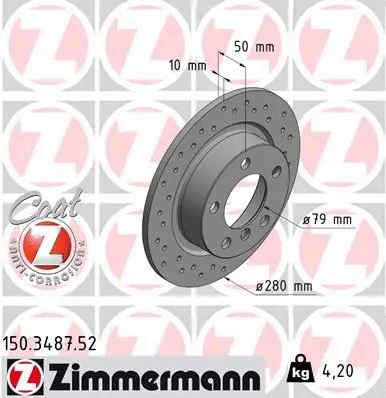 150.3487.52 ZIMMERMANN Тормозной диск (фото 1)