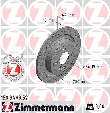 150.3489.52 ZIMMERMANN Тормозной диск (фото 1)