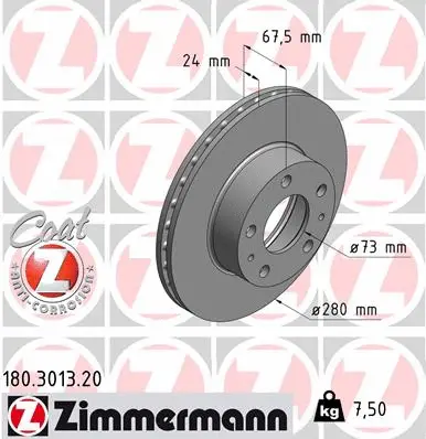 180.3013.20 ZIMMERMANN Тормозной диск (фото 1)