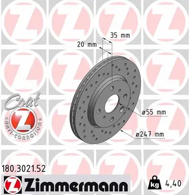 180.3021.52 ZIMMERMANN Тормозной диск (фото 1)