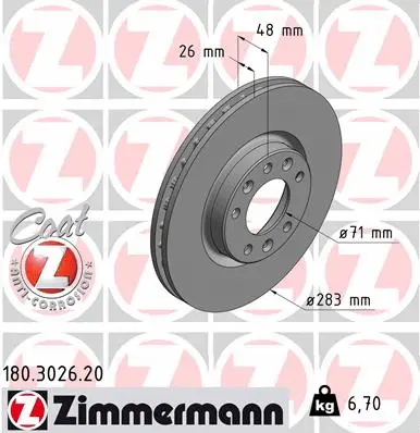 180.3026.20 ZIMMERMANN Тормозной диск (фото 1)