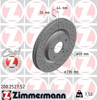 200.2527.52 ZIMMERMANN Тормозной диск (фото 1)