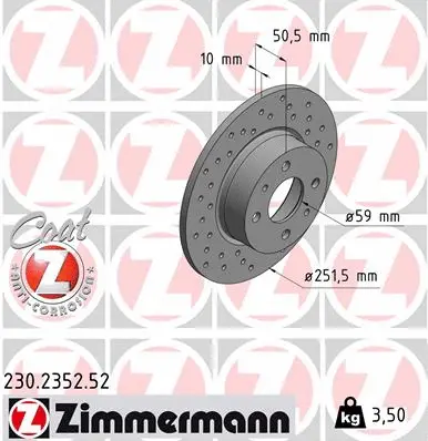 230.2352.52 ZIMMERMANN Тормозной диск (фото 1)